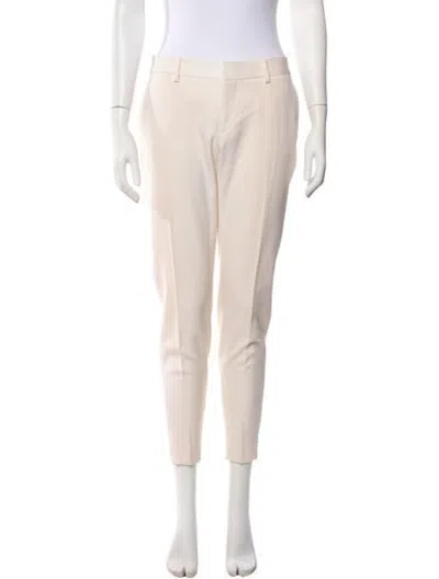 Pre-owned Saint Laurent Virgin Wool Straight Leg Pants In Neutrals