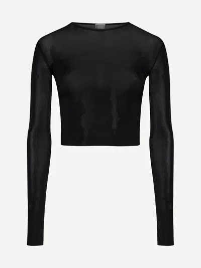 Saint Laurent Viscose Knit Top In Black