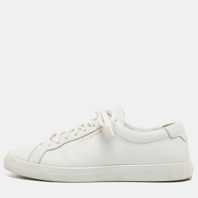 Pre-owned Saint Laurent White White Leather Low Top Sneakers Size 38.5
