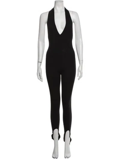Pre-owned Saint Laurent Wool Halterneck Jumpsuit In Black