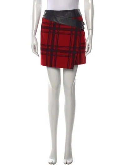 Pre-owned Saint Laurent Wool Mini Skirt In Black/red