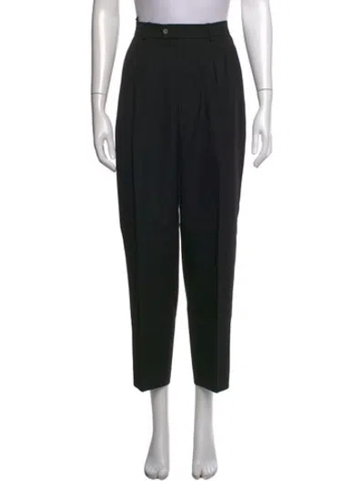 Pre-owned Saint Laurent Wool Straight Leg Pants In Black