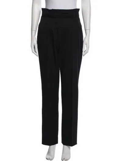 Pre-owned Saint Laurent Wool Straight Leg Pants In Black