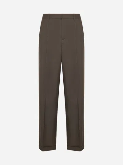 Saint Laurent Wool Trousers In Taupe Chine
