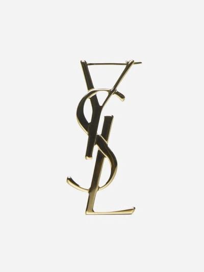 Saint Laurent Ysl Cassandre Single Earring In Metallic