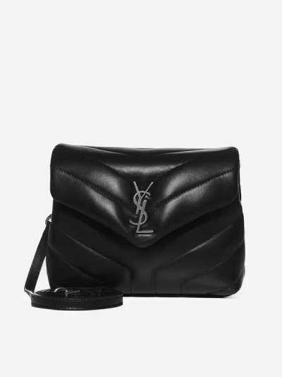 Saint Laurent Ysl Loolou Toy Small Leather Bag In Black