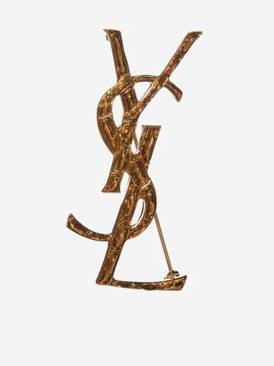 Saint Laurent Ysl Opyum Brooch In Gold