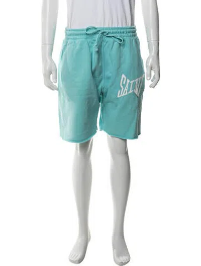 Pre-owned Saint Michael Graphic Print Jogger Shorts In Blue