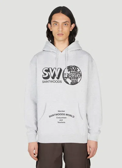 Saintwoods World Member Hooded Sweatshirt In Grey