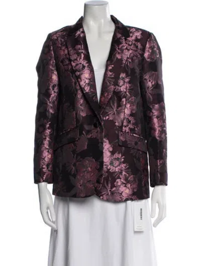 Pre-owned Saks Fifth Avenue Floral Print Blazer In Purple