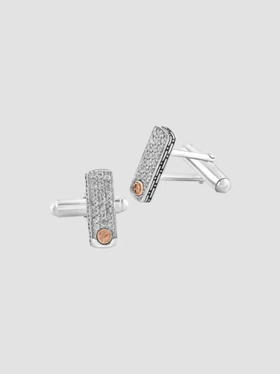 Saks Fifth Avenue Men's Collection 18k Yellow Gold, 925 Sterling Silver & White Sapphire Cufflinks