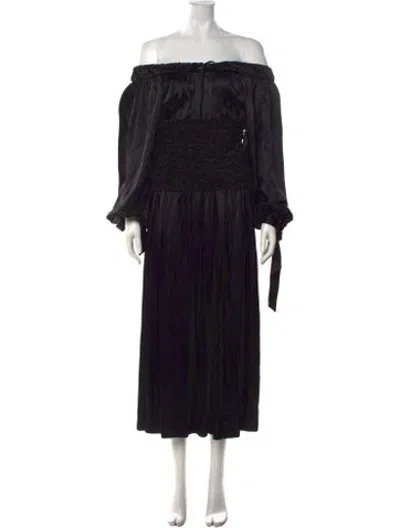 Pre-owned Saks Potts Off-the-shoulder Long Dress In Black