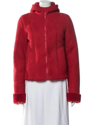 Pre-owned Saks Potts Shearling Jacket In Red