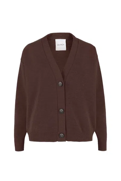 Salanida Women's Brown Bene 100% Merino Cardigan Chocolate