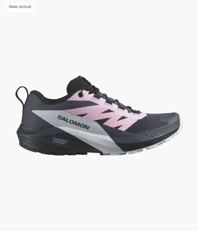 Salomon Women's Sense Ride 5 Trail Running Shoe In India Ink/lilac Sachet/arctic Ice In Black