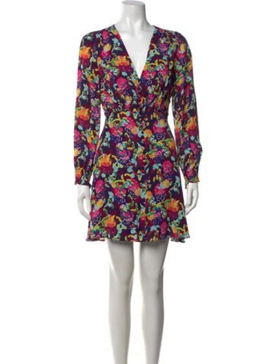 Pre-owned Saloni Floral Print Mini Dress In Pink