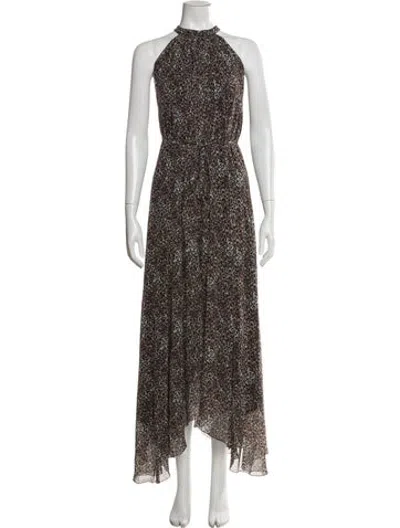 Pre-owned Saloni Printed Long Dress W/ Tags In Brown