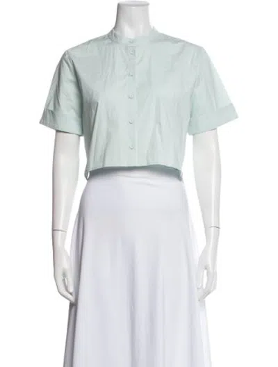 Pre-owned Saloni Short Sleeve Crop Top In Green