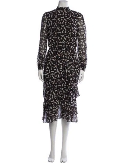 Pre-owned Saloni Silk Midi Length Dress In Black