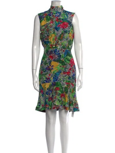 Pre-owned Saloni Silk Mini Dress In Green
