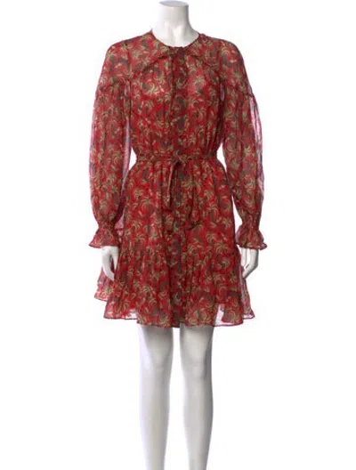 Pre-owned Saloni Silk Mini Dress In Red
