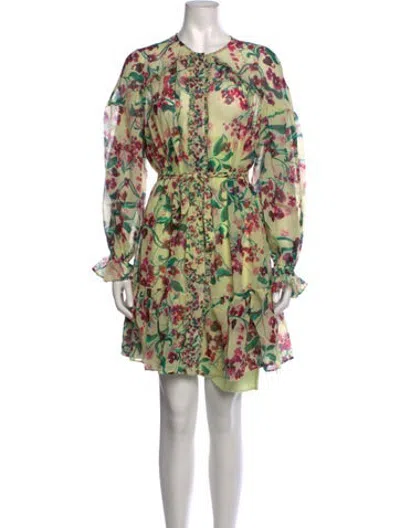 Pre-owned Saloni Silk Mini Dress W/ Tags In Green