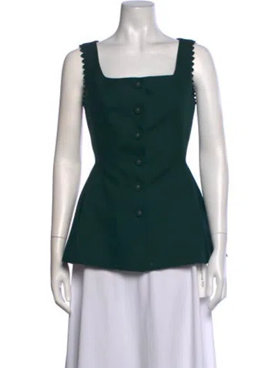Pre-owned Saloni Square Neckline Sleeveless Top In Green