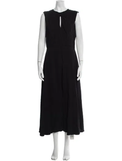 Pre-owned Saloni V-neck Long Dress In Black