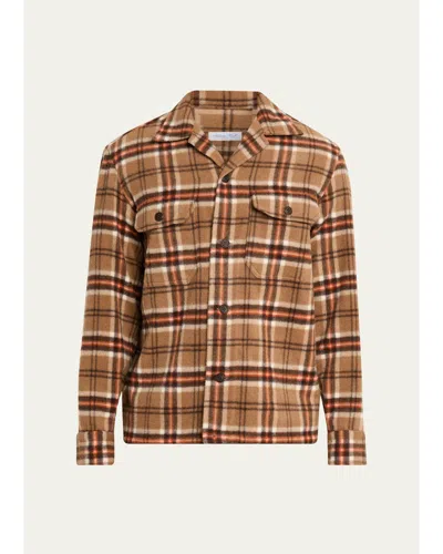 Salvatore Piccolo Men's Wool And Cashmere Double-pocket Plaid Overshirt In Multi