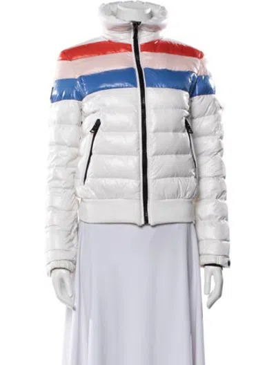 Pre-owned Sam Colorblock Pattern Down Coat In White