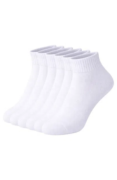 Sam Edelman 6-pack Half Cushion Quarter Socks With Heel Tab In White