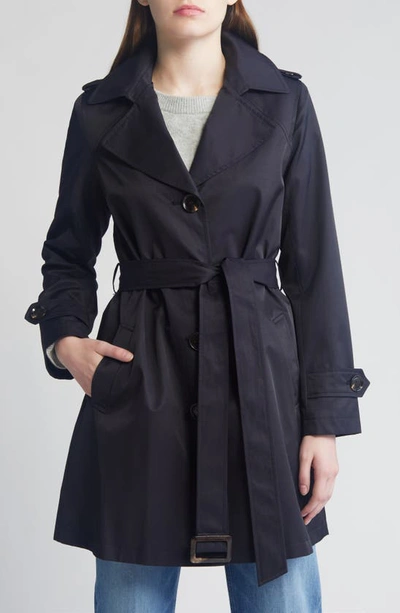 Sam Edelman Buckle Belt Trench Coat In Navy