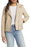 Sam Edelman Lambskin Leather Moto Jacket In Oatmeal