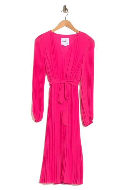 Sam Edelman Long Sleeve Plissé Dress In Pretty Pink