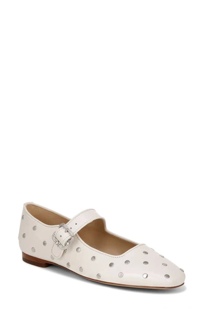 Sam Edelman Michaela Stud Mary Jane Flat In Bright White