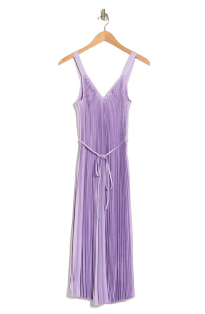Sam Edelman Plissé Tie Waist Satin Dress In Lavender