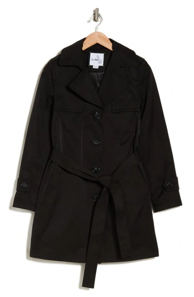 Sam Edelman Tie Belt Trench Coat In Black