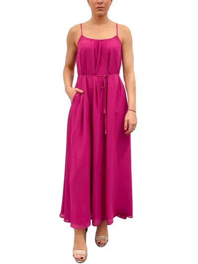 Sam Edelman Womens Belted Chiffon Maxi Dress In Pink