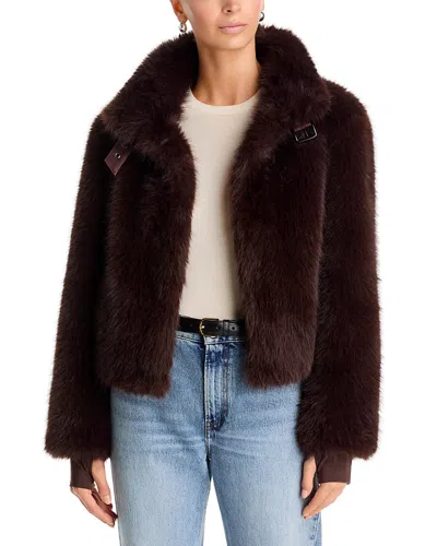 Sam Marley Faux Fur Jacket In Burgundy