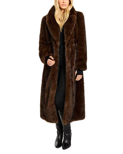 Sam Natalia Faux Fur Belted Coat In Mink