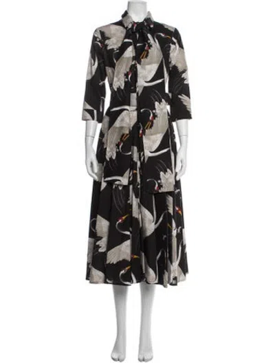 Pre-owned Samantha Sung Floral Print Long Dress In Black