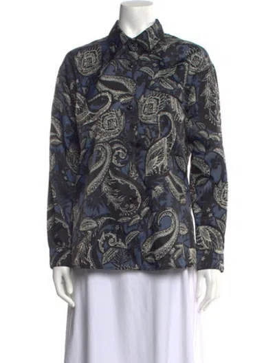 Pre-owned Samantha Sung Paisley Print Long Sleeve Blouse In Multicolor