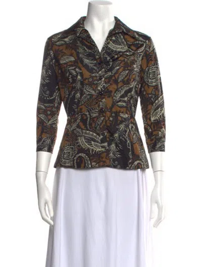 Pre-owned Samantha Sung Paisley Print Three-quarter Sleeve Blouse W/ Tags In Multicolor