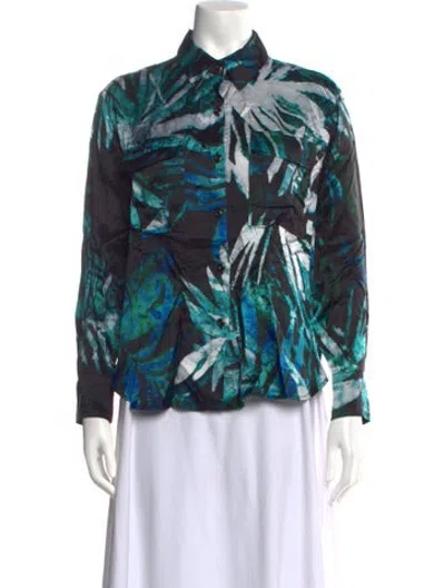 Pre-owned Samantha Sung Silk Printed Blouse W/ Tags In Multicolor