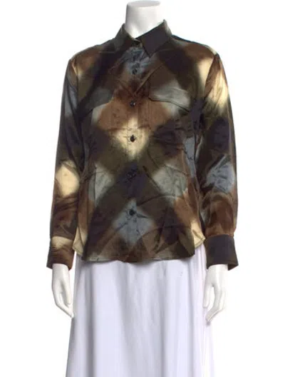 Pre-owned Samantha Sung Silk Printed Blouse W/ Tags In Multicolor