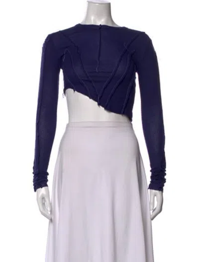 Pre-owned Sami Miro Vintage Crew Neck Long Sleeve Crop Top In Purple