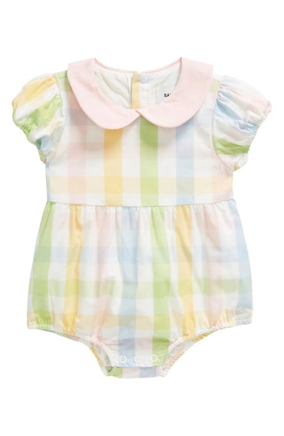 Sammy + Nat Babies' Kids' Check Cotton Bubble Romper In Pink