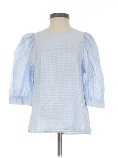 Pre-owned Samsoe & Samsoe 3/4 Sleeve Blouse In Blue