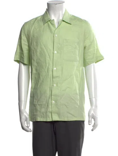 Pre-owned Samsoe & Samsoe Linen Short Sleeve Shirt In Green