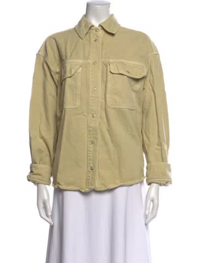 Pre-owned Samsoe & Samsoe Long Sleeve Button-up Top In Neutrals